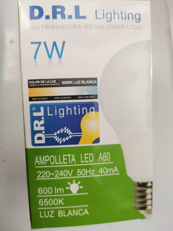 Ampolleta LED 7W E27 6.000K SEC DRL