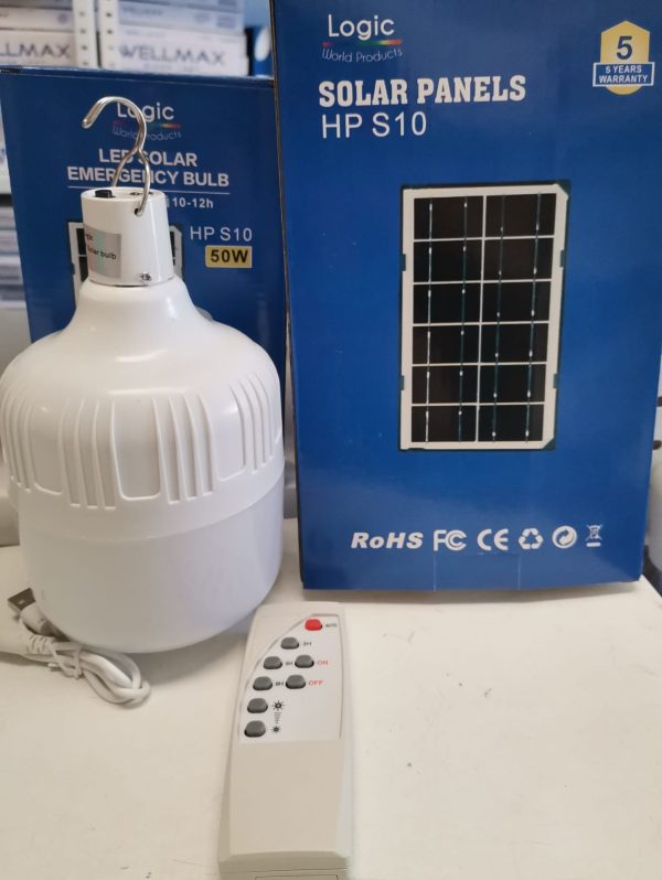 Ampolleta solar multiuso 50W c/panel solar + cable usb LOGIC