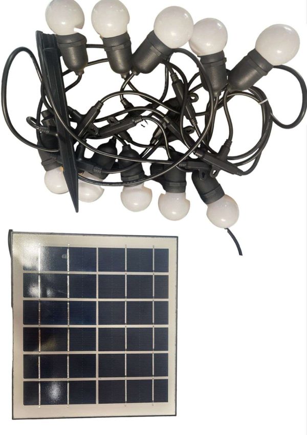 Guirnalda LED solar 7mt / 10 ampolletas 6.000K LOGIC