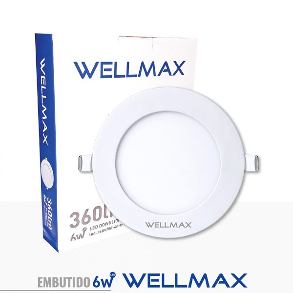 Panel LED Embutido 6W redondo 6500K WELLMAX