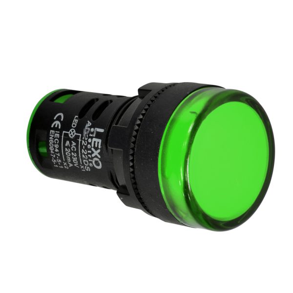 Luz piloto LED Verde 22mm LEXO