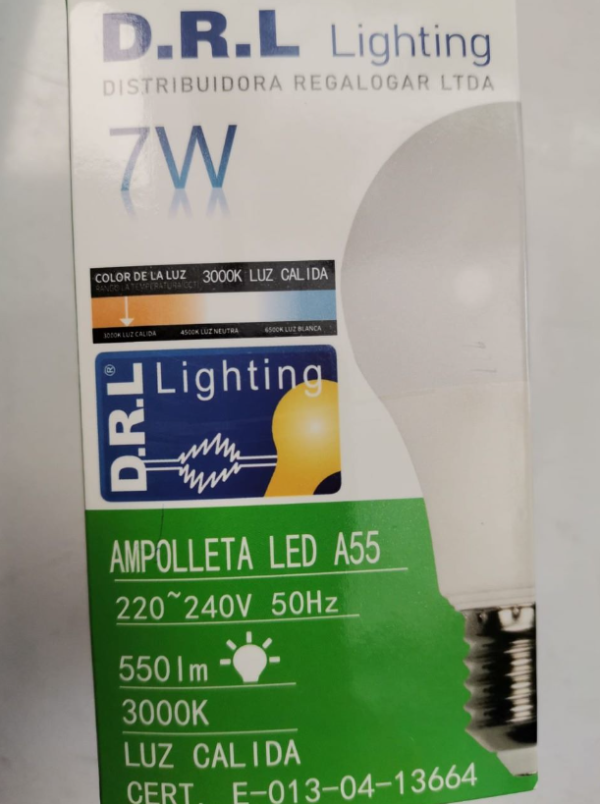 Ampolleta LED 7W E27 3.000K SEC DRL