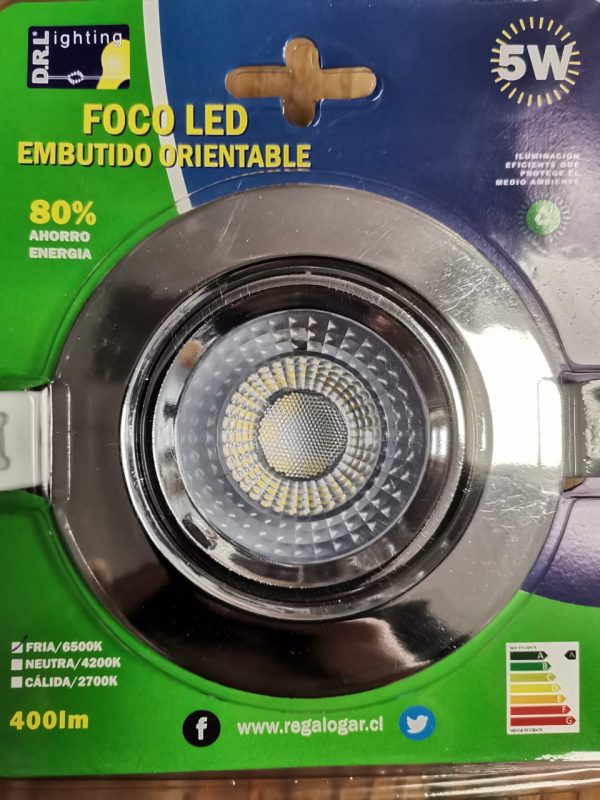 Foco LED 5W dirigible 6000K Cromado brillante DRL