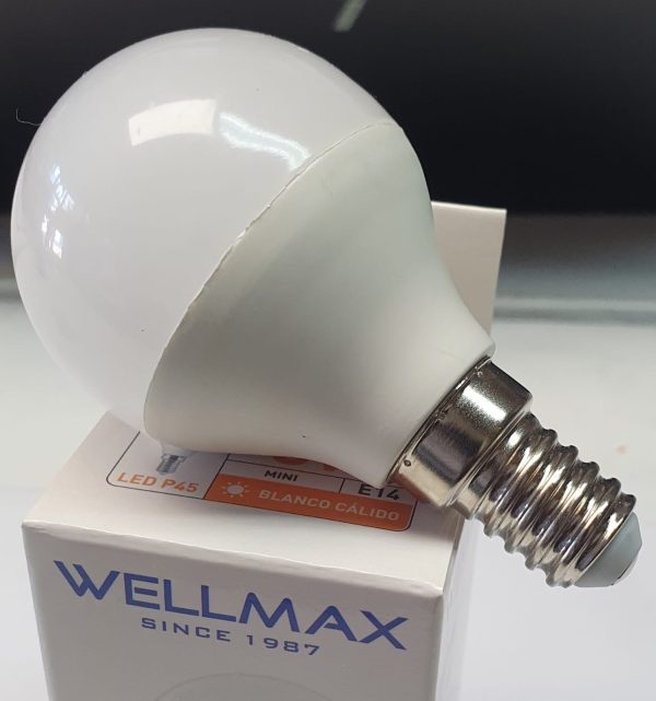 Ampolleta LED 6W E14 3.000K (P45) WELLMAX